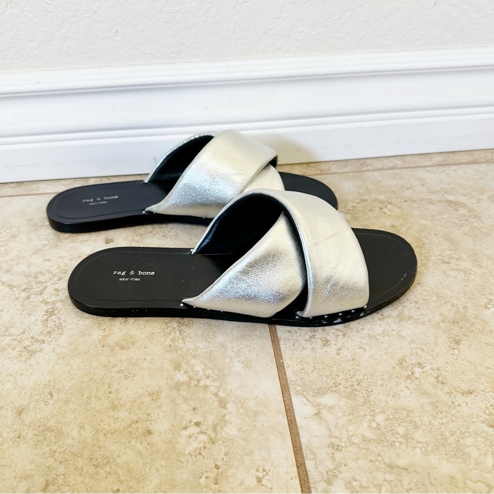 Rag And Bone Keaton Slide In Silver Size 8 - image 4